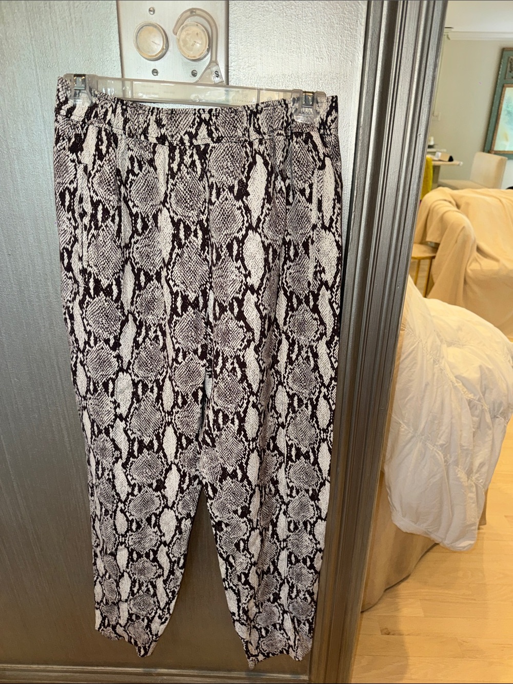 A.L.C. Black & White Snake-Print Pants